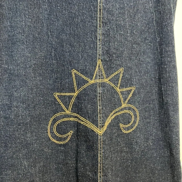 Vintage Tutti Chicca Blue Denim Embroidered Sunrise Celestial Whimsigoth - Picture 4 of 6